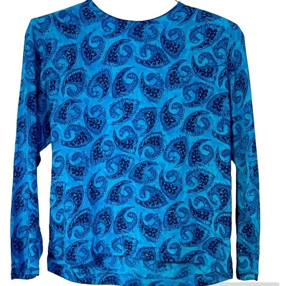 Carole Little Petite Top Key Hole Opening in Back Mermaid Cerulean Size 6P - Picture 1 of 9